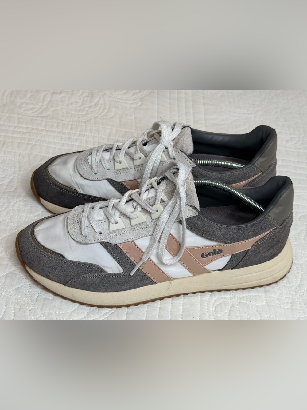 Gola Chicago CLB340 Womens Grey White Pink Retro Running Sneakers Sz US9/EU 40